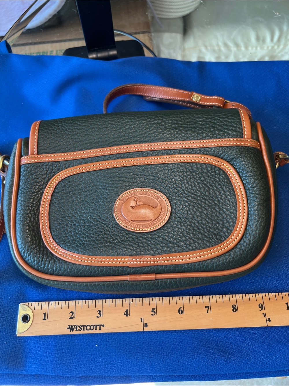 Dooney & Bourke Black Pebble Leather Crossbody with Brown Trim